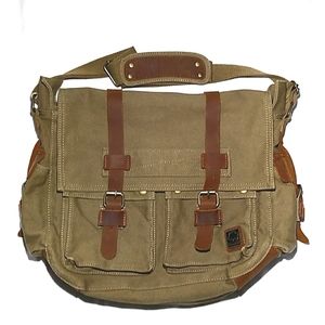 Tan Canvas Messenger Bag